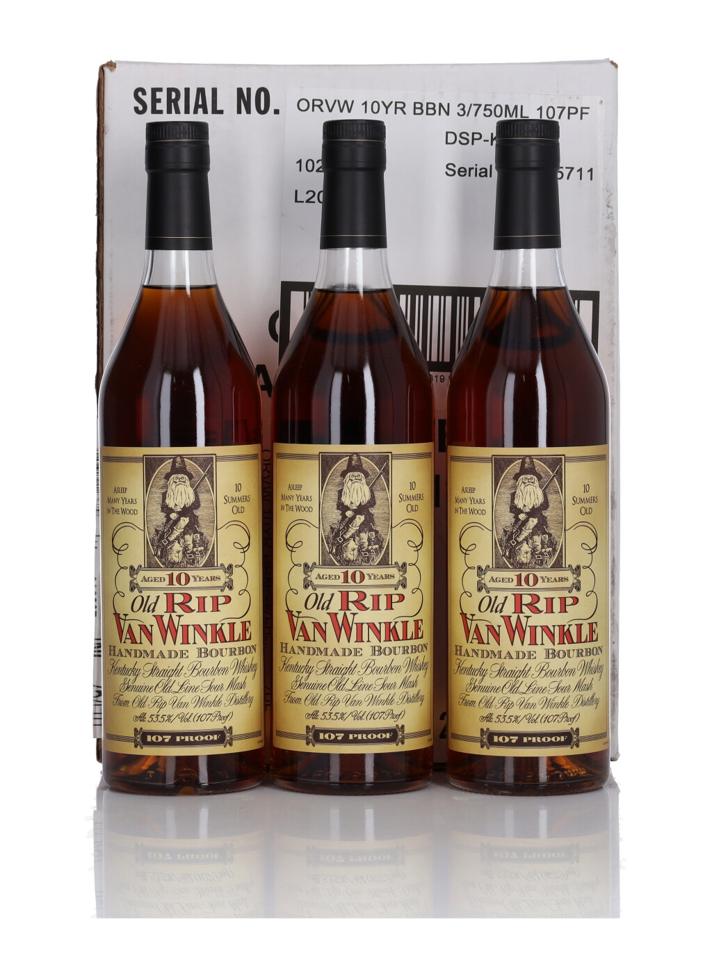 View full screen - View 1 of Lot 82. Old Rip Van Winkle 10 Year Old 107 Proof NV (3 Bottles 75cl).