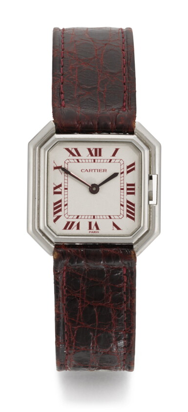 View full screen - View 1 of Lot 58. CARTIER | CEINTURE PLATINUM SQUARE WRISTWATCH, CIRCA 1990.
