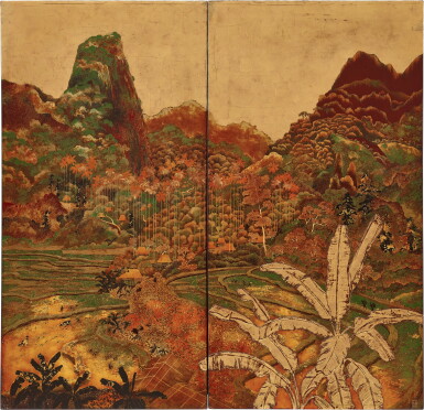View full screen - View 1 of Lot 776. Tran Minh Thi (Le Thy) | Landscape of the Middle Region of North Vietnam, Diptych 北越中部風光,雙聯作.