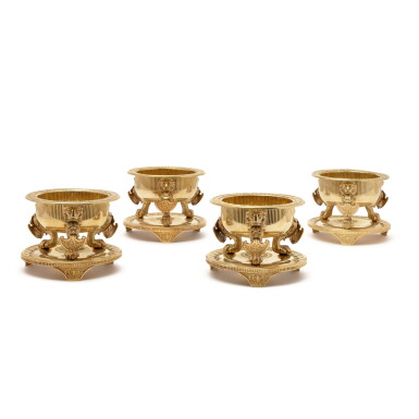 View full screen - View 1 of Lot 196. A Set of Four George III Silver-Gilt Salts on Stands, Digby Scott & Benjamin Smith, London, 1803-04.