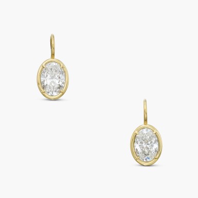 View full screen - View 1 of Lot 9. Pair of Diamond Earrings .