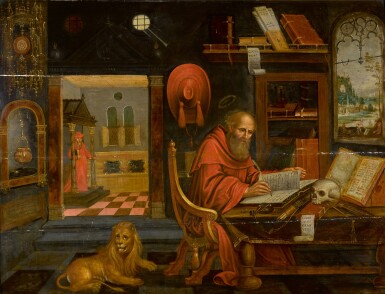 View full screen - View 1 of Lot 325. Saint Jerome in his study, with the lion.