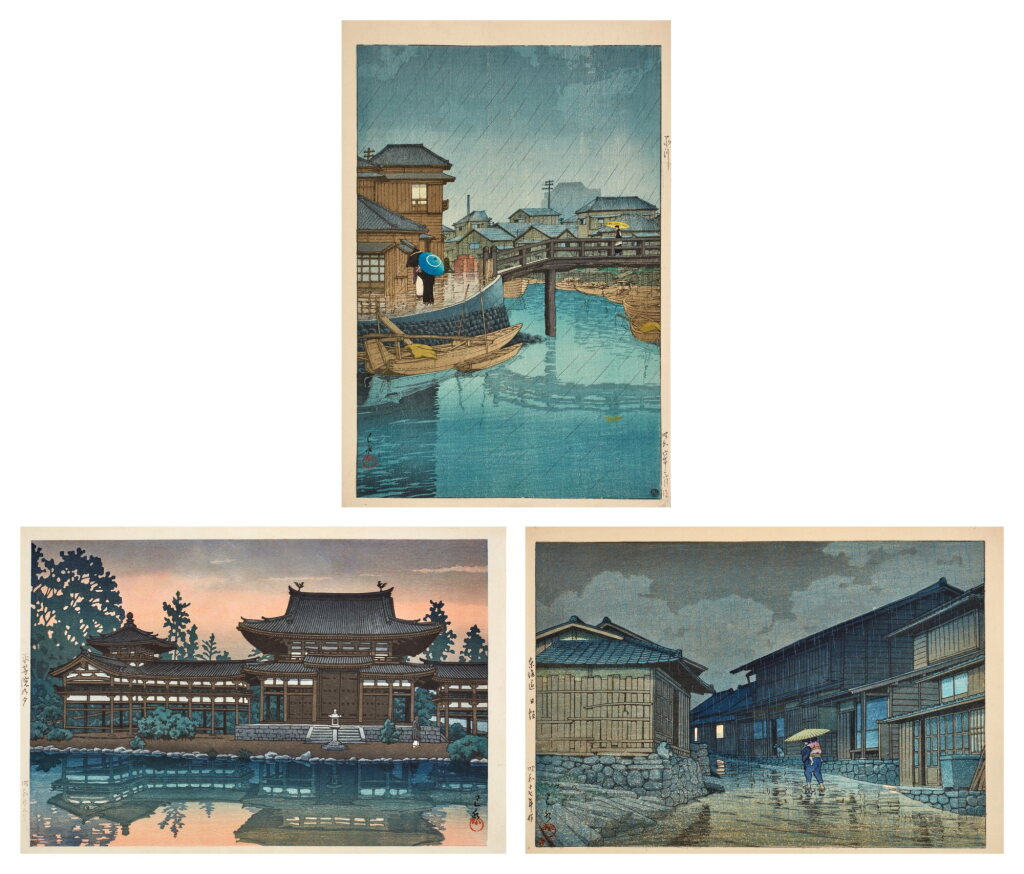 View full screen - View 1 of Lot 116. Kawase Hasui (1883-1957) | Three woodblock prints | Showa period, 20th century .