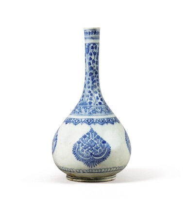 View full screen - View 1 of Lot 156. A blue and white soft-paste porcelain bottle vase, Persia, Safavid, 17th century.