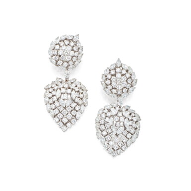 View full screen - View 1 of Lot 179. Giovane | Pair of Diamond Pendant-Earclips.