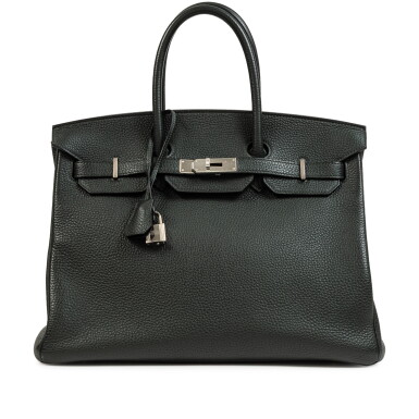 View full screen - View 1 of Lot 690. Vert Rousseau Togo Birkin 35 Palladium Hardware, 2014.