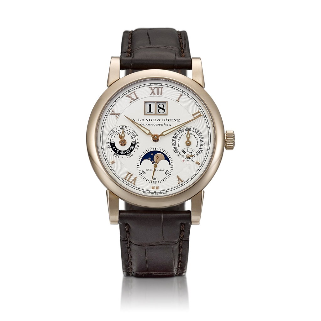 View full screen - View 1 of Lot 8050. Langematik Perpetual, Reference 310.050/LSLS3106AA | A limited edition honey gold perpetual calendar wristwatch with day, digital date display, moon phases, 24 hours, leap year indication and zero-reset mechanism, Circa 2021 | 朗格 | Langematik Perpetual 型號310.050/LSLS3106AA | 限量版蜜糖金萬年曆腕錶,備數位日期、星期、月相、24小時、閏年顯示及歸零裝置,約2021年製.