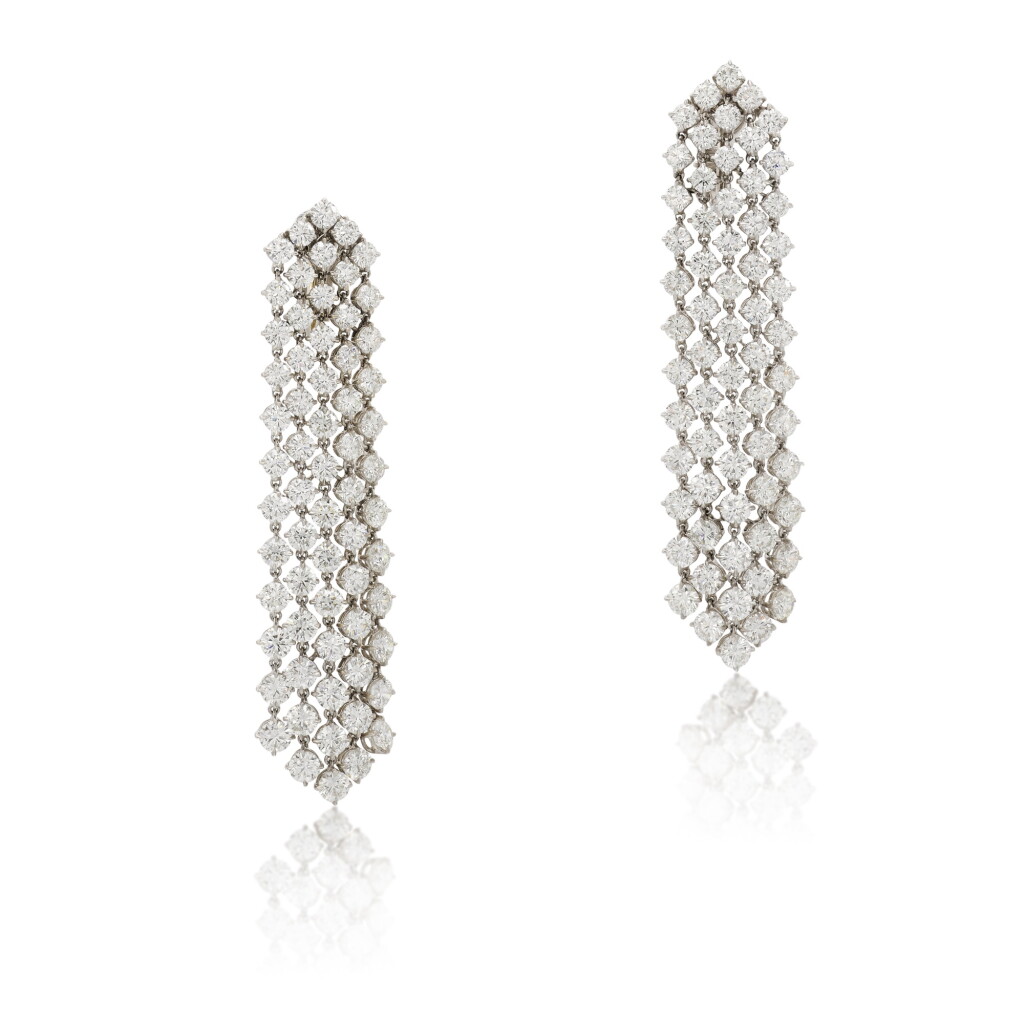 View full screen - View 1 of Lot 114. Diamond Earrings .