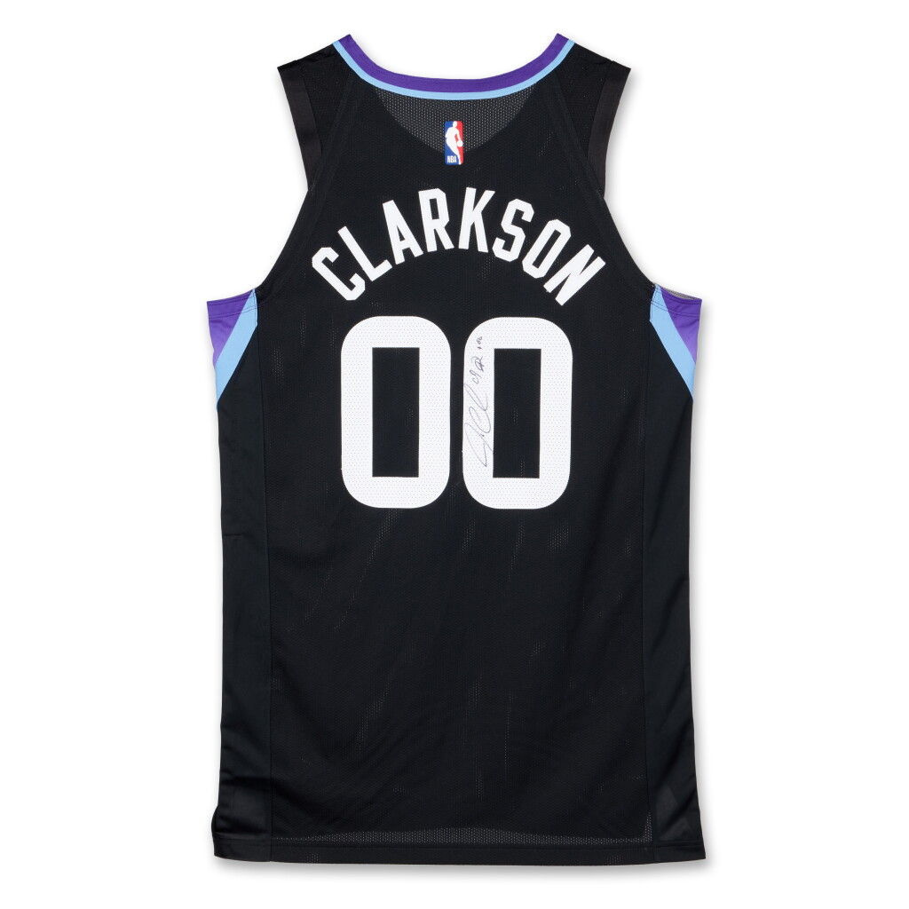 View full screen - View 1 of Lot 14. Jordan Clarkson Utah Jazz 2024-2025 Game Issued and Signed Statement Edition Jersey .