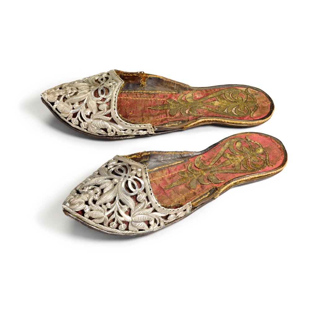 View full screen - View 1 of Lot 152. A pair of Ottoman silver-mounted slippers, Turkey, 18th/19th century.