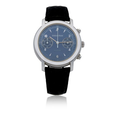 View full screen - View 1 of Lot 85. AUDEMARS PIGUET | WHITE GOLD CHRONOGRAPH WRISTWATCH CIRCA 2000.