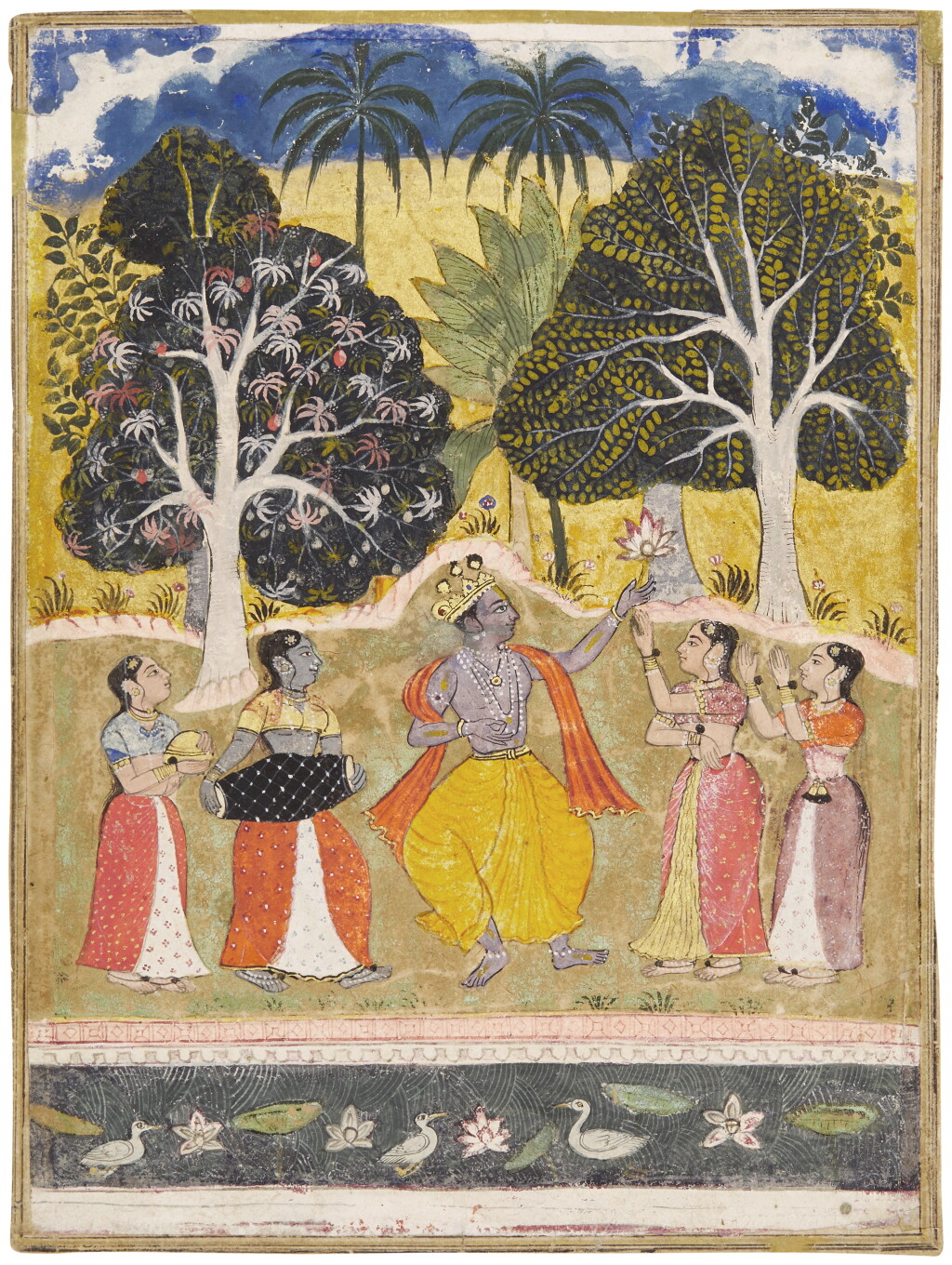 View full screen - View 1 of Lot 120. An illustration to a Ragamala series: Vasant Ragini, India, Sub-imperial Mughal, circa 1630.