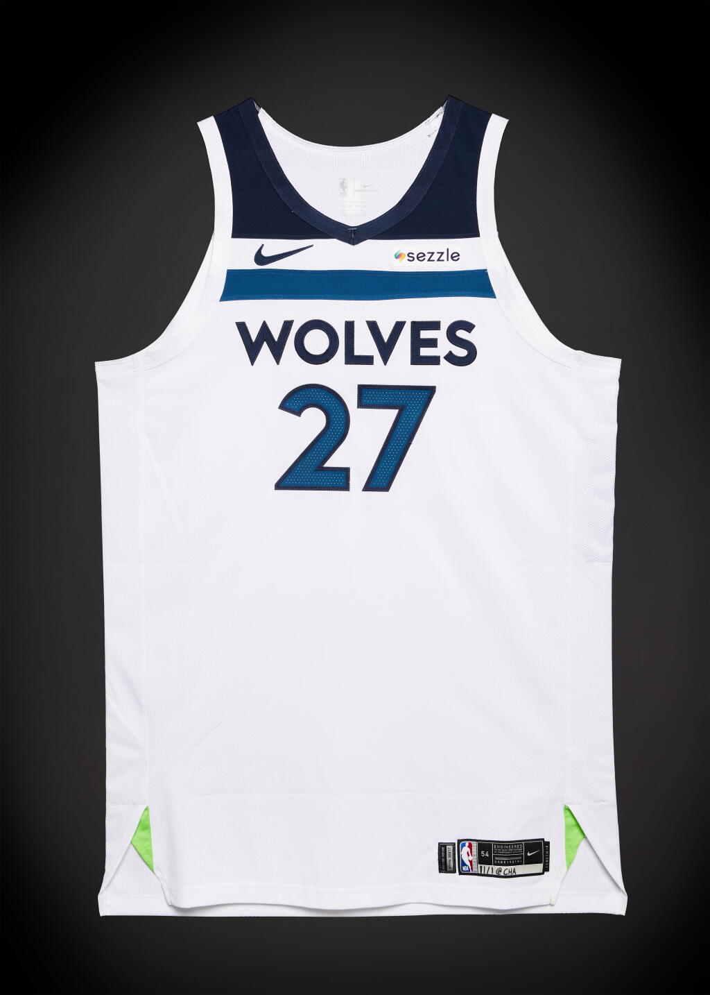 View full screen - View 1 of Lot 53. Rudy Gobert Minnesota Timberwolves 2025-2026 Game Worn Association Edition Jersey | Matched to 2 Games | Double-Double.