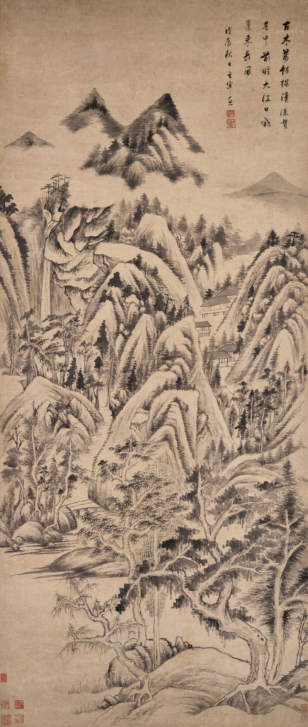 View full screen - View 1 of Lot 3056. 董其昌 古木清流圖 | Dong Qichang, Landscape .