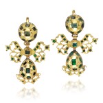 Pair of emerald earrings, late 18th century