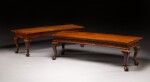 A pair of George II mahogany hall benches, circa 1740