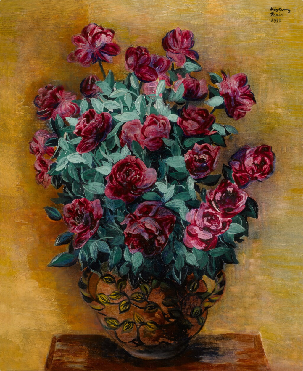 View full screen - View 1 of Lot 31. Roses rouges dans un vase.