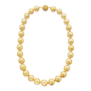 View full screen - View 1 of Lot 178. CULTURED PEARL AND YELLOW SAPPHIRE NECKLACE.