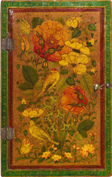 View full screen - View 1 of Lot 166. TWO QAJAR LACQUER MIRROR CASES, PERSIA, 19TH CENTURY.