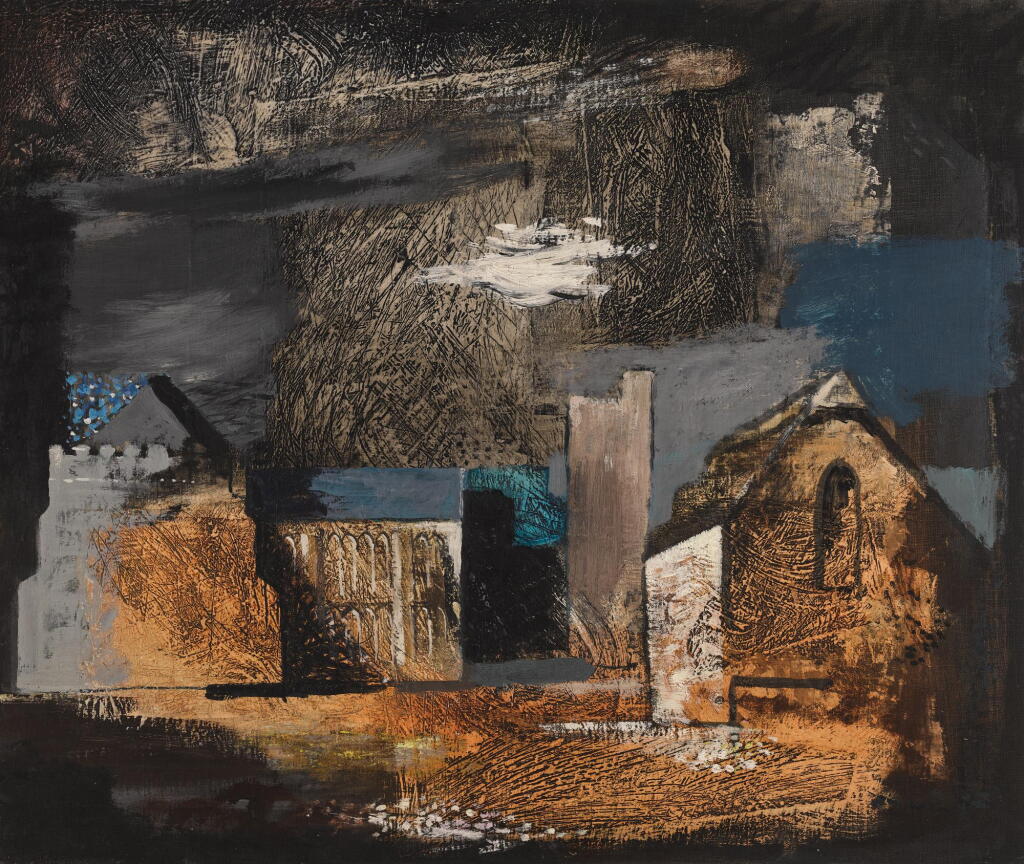 View full screen - View 1 of Lot 5. JOHN PIPER | MUCHELNEY FARMYARD.