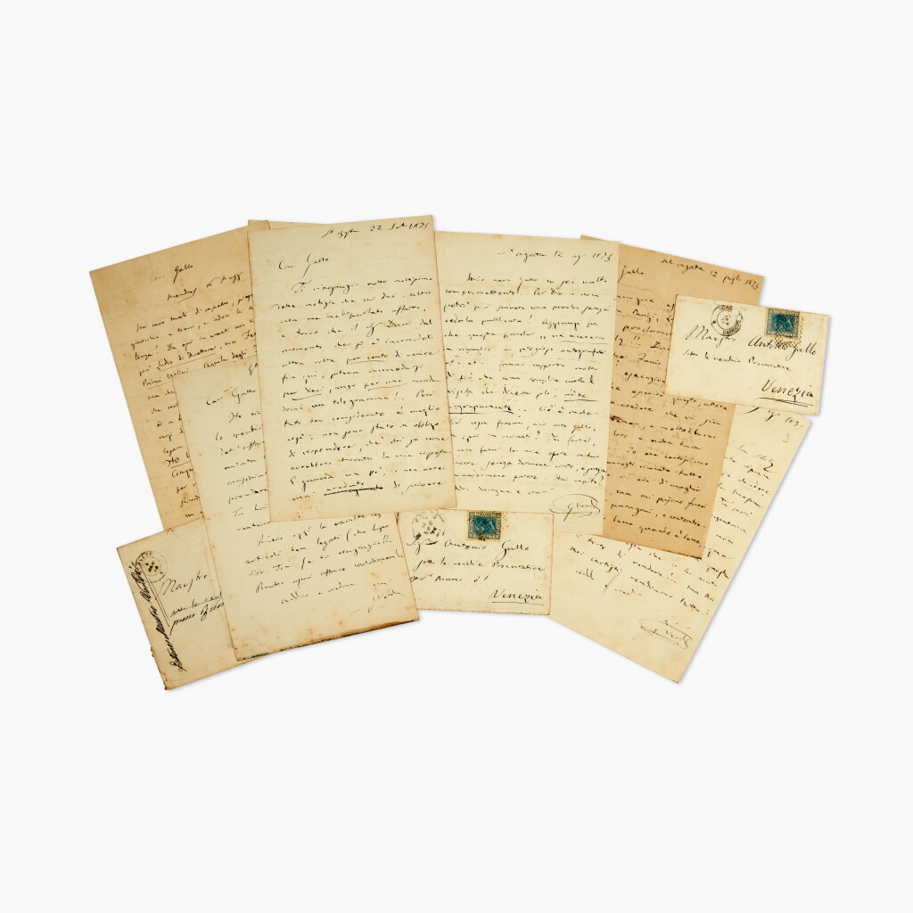 View full screen - View 1 of Lot 97. Giuseppe Verdi. Six autograph letters signed to Antonio Gallo, 1854-1875.