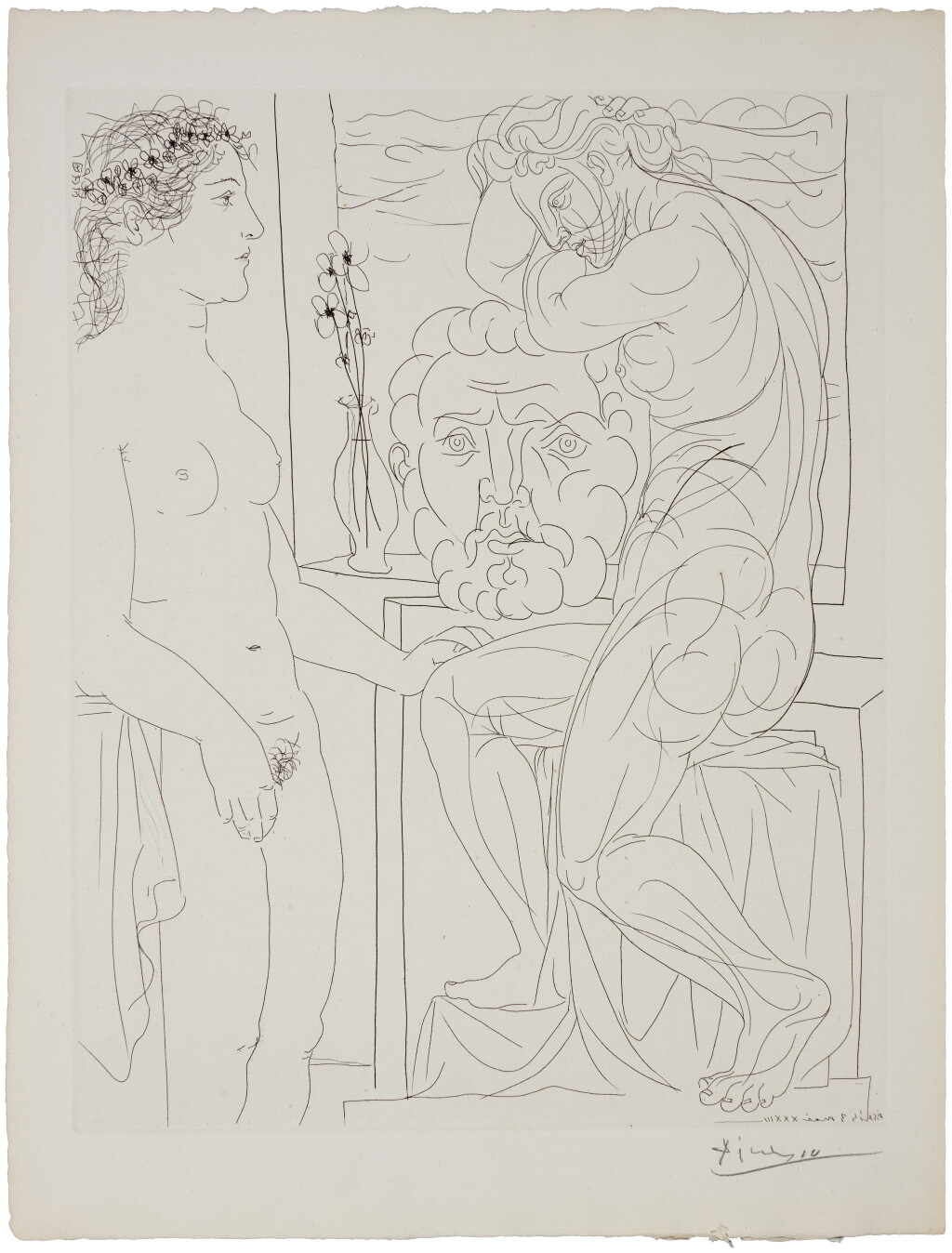View full screen - View 1 of Lot 118. Modèle nu et sculptures, from la suite Vollard (B. 185; Ba. 344).