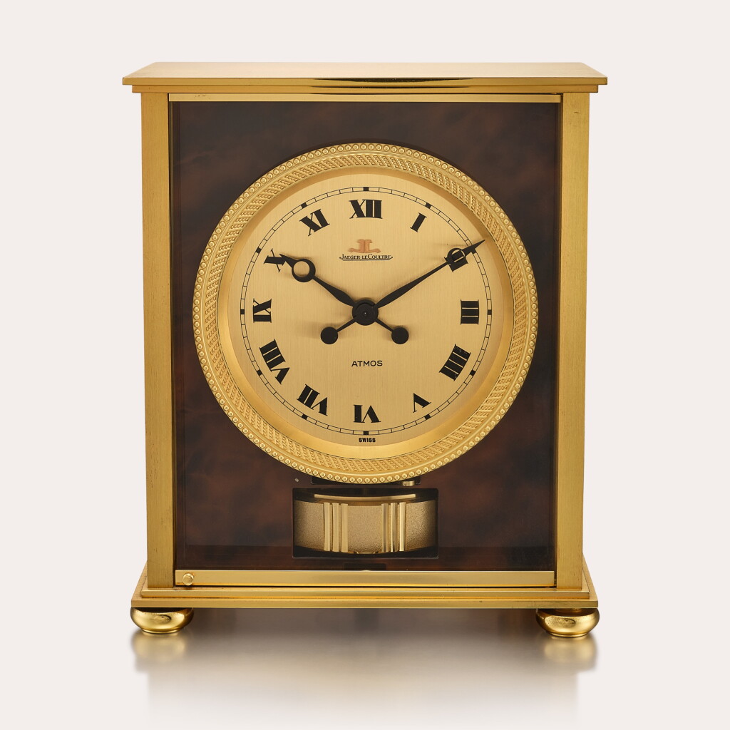 View full screen - View 1 of Lot 2108. Atmos Elysee | A gilt brass atmos clock with faux tortoiseshell panels, Circa 1971.