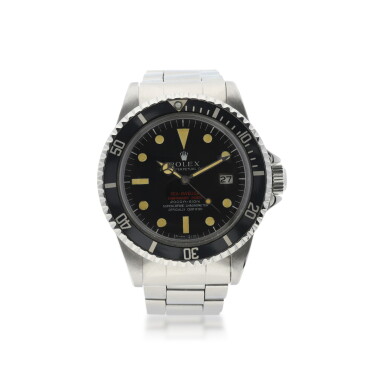 View full screen - View 1 of Lot 6. ROLEX | REFERENCE 1665 DOUBLE RED SEA-DWELLER A STAINLESS STEEL AUTOMATIC WRISTWATCH WITH DATE AND BRACELET, CIRCA 1971.