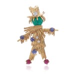 Diamond and gem set brooch, 'Epouvantail'