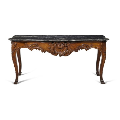View full screen - View 1 of Lot 76. A Louis XV Carved Walnut Table à Gibier attributed to Pierre Hache, Grenoble, Circa 1745.