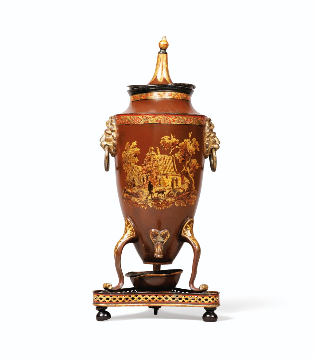 View full screen - View 1 of Lot 89. A parcel-gilt tole fountain, early 19th century .