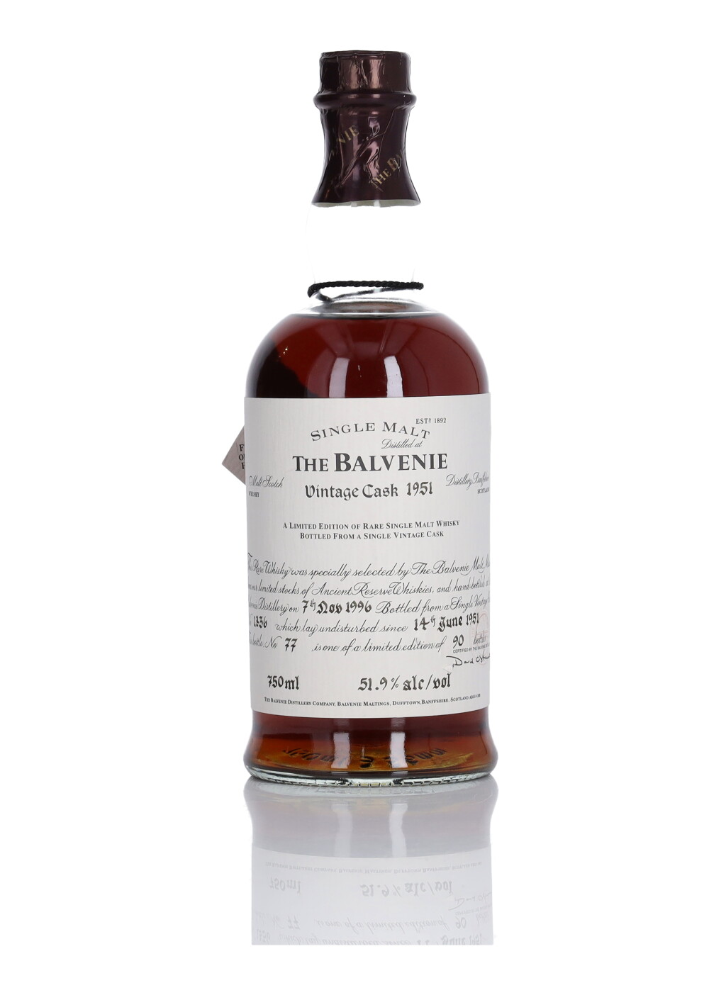 View full screen - View 1 of Lot 34. The Balvenie Vintage Cask #1236 51.9 abv 1951 (1 Bottle 75cl).