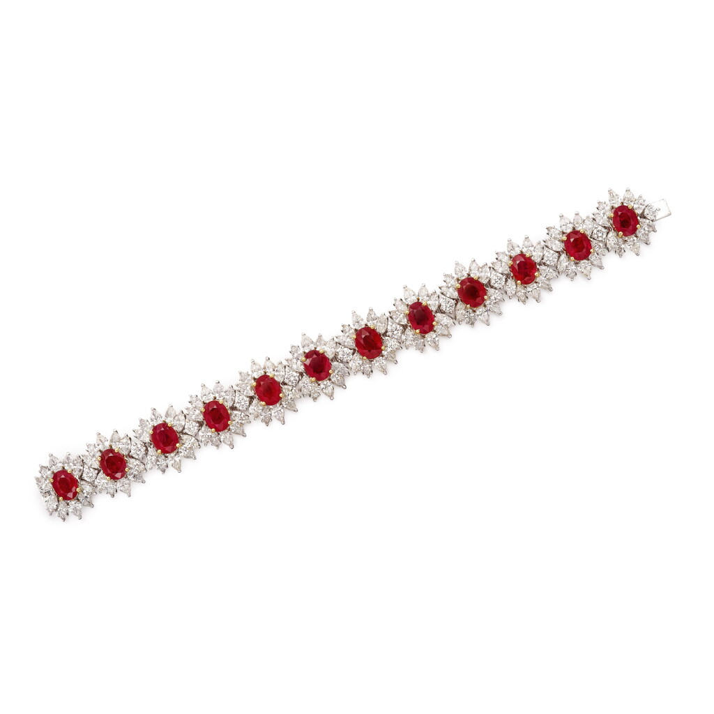 View full screen - View 1 of Lot 2730. Ruby and Diamond Bracelet | 「緬甸」紅寶石 配 鑽石 手鏈.