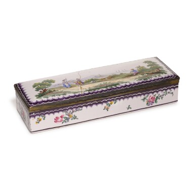 View full screen - View 1 of Lot 79. A silver-mounted Sceaux faience box, circa 1900.