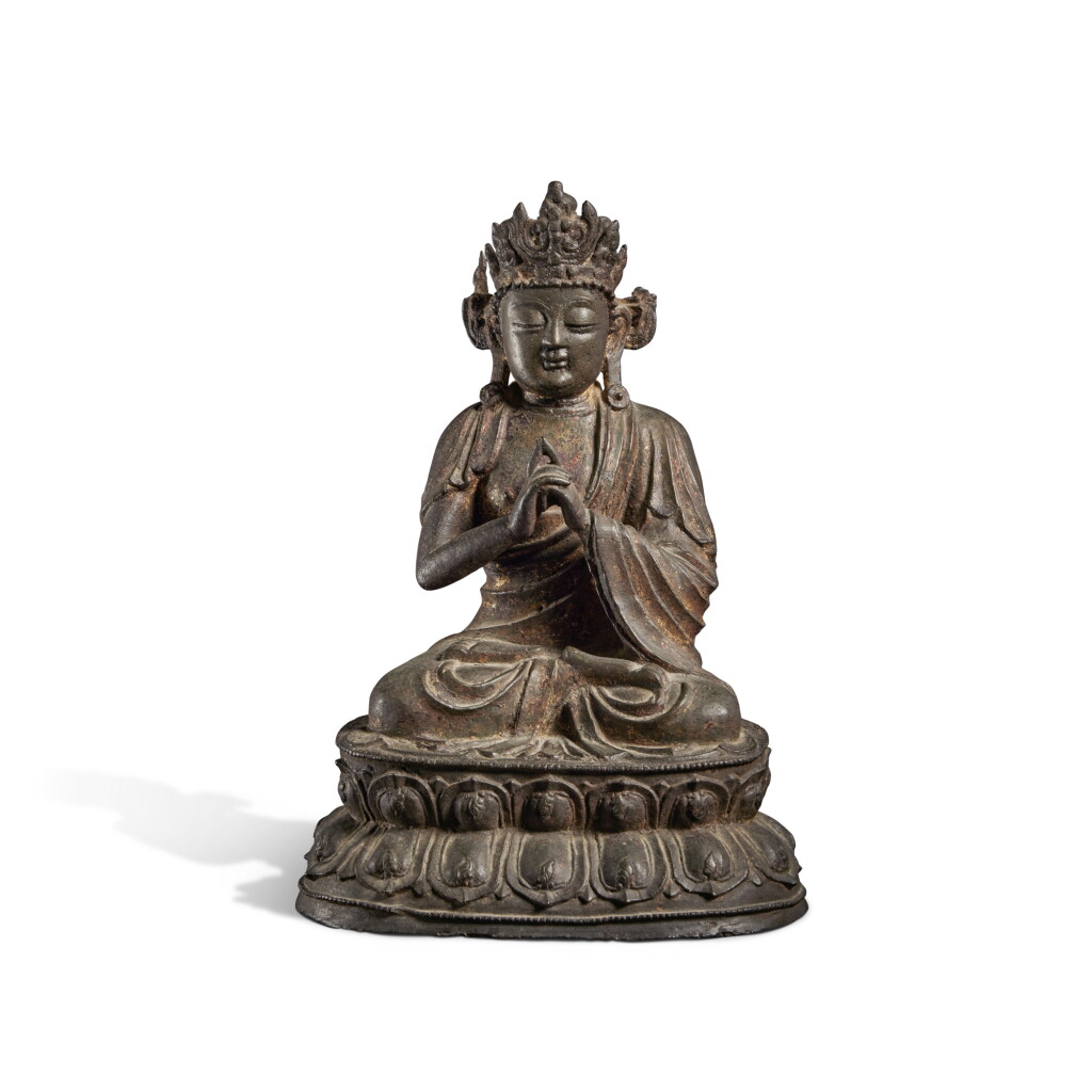 View full screen - View 1 of Lot 194. A gilt-lacquered bronze figure of Vairocana, Ming dynasty, 16th / 17th century.