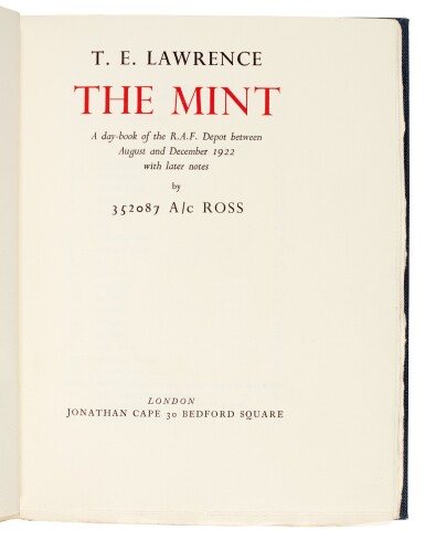 View full screen - View 1 of Lot 137. LAWRENCE, T.E. | Editions of "The Mint", 8 volumes.