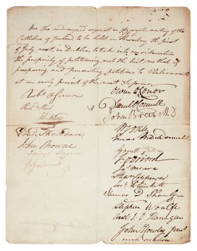 View full screen - View 1 of Lot 282. Daniel O'Connell | Letters to Matthias Joseph O'Kelly, and related material, early 19th century.