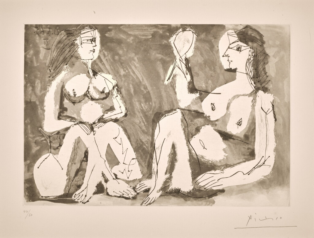 View full screen - View 1 of Lot 131. Deux femmes assises au miroir (B. 1211; Ba. 1193).