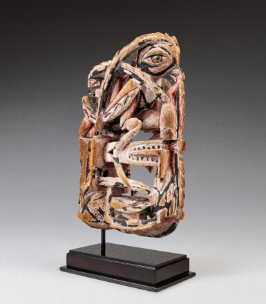 View full screen - View 1 of Lot 50. Canoe Prow Figure, Malagan, New Ireland | Proue de pirogue, Malagan, Nouvelle-Irlande.