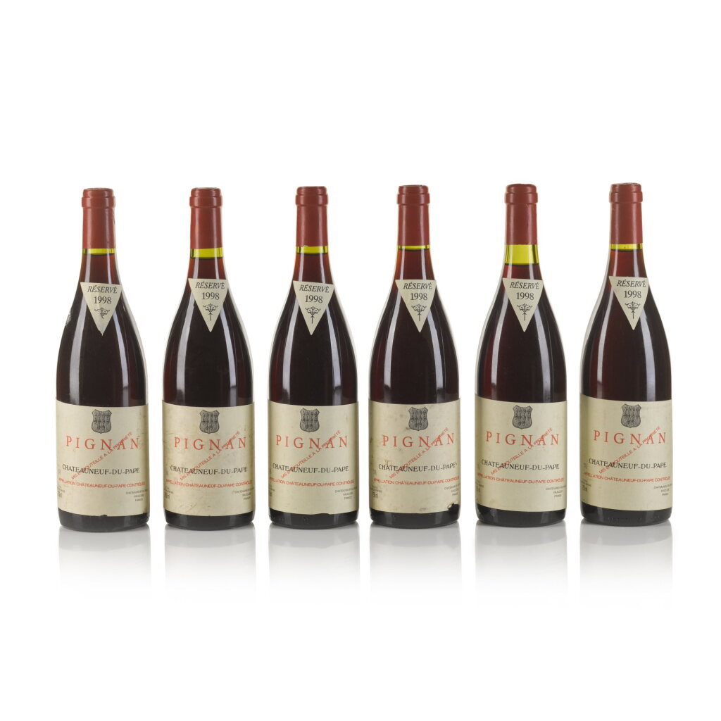 View full screen - View 1 of Lot 45. Châteauneuf du Pape, Pignan 1998 (6 BT).
