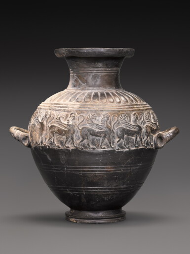 View full screen - View 1 of Lot 107. An Etruscan Bucchero Hydria, 6th Century B.C. .
