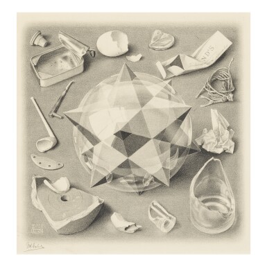 View full screen - View 1 of Lot 90. M. C. ESCHER | CONTRAST (ORDER AND CHAOS) (B./K./L./W. 366).