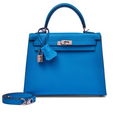 View full screen - View 1 of Lot 42. Bleu Zanzibar Epsom Kelly 25 Sellier Palladium Hardware, 2017 .