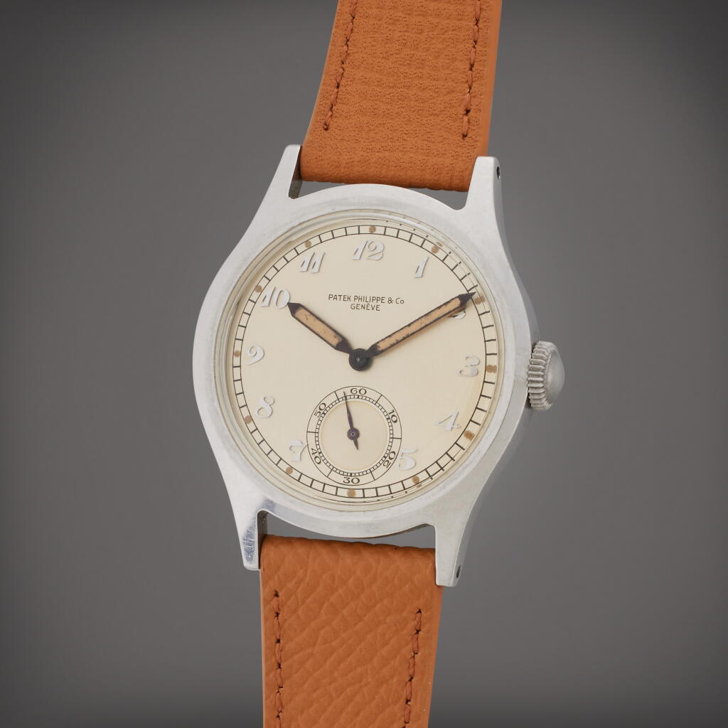 View full screen - View 1 of Lot 46. Reference 565 | A stainless steel wristwatch with Breguet numerals and luminous dial, Made in 1942.