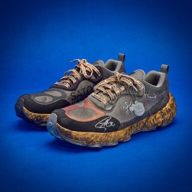 View full screen - View 1 of Lot 15. Stephen Curry 2025-2026 Tunnel Worn Dual-Signed SPUNGE x Satoshi Nakamoto Osmosis.