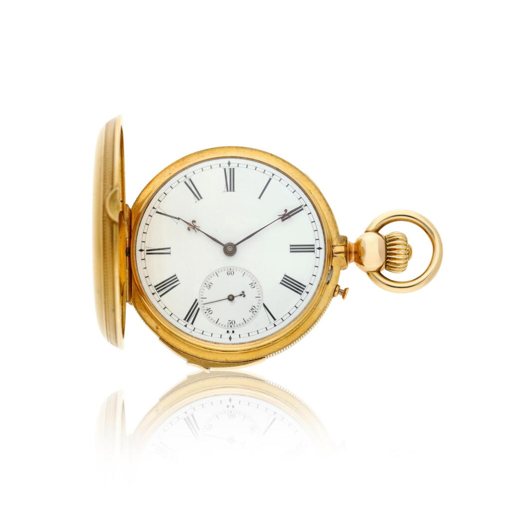 全萤幕检视 - 查看204A yellow gold minute repeating hunting cased minute watch, Circa 1875的1