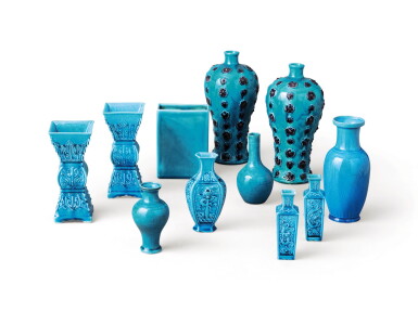 View full screen - View 1 of Lot 221. A group of eleven turquoise-glazed vases China, Qing dynasty, 18th-early 20th century.