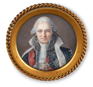 View full screen - View 1 of Lot 30. A circular miniature on ivory representing Jean-Etienne-Marie Portalis, circa 1800 | Miniature ronde sur ivoire représentant Jean-Etienne-Marie Portalis, vers 1800.