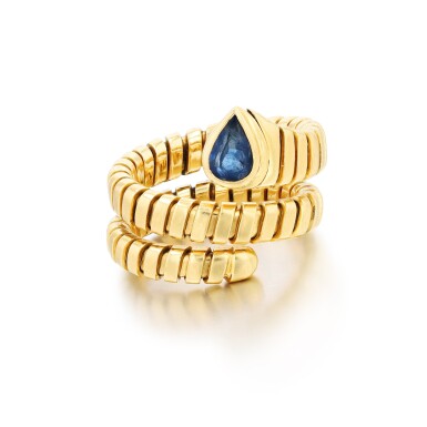 View full screen - View 1 of Lot 776. Bulgari | Bague saphir, "Serpenti" | Sapphire ring, 'Serpenti'.