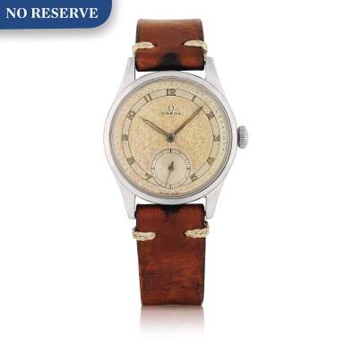 View full screen - View 1 of Lot 430. REF 2383-6 STAINLESS STEEL WRISTWATCH WITH TWO-TONE DIAL CIRCA 1947.